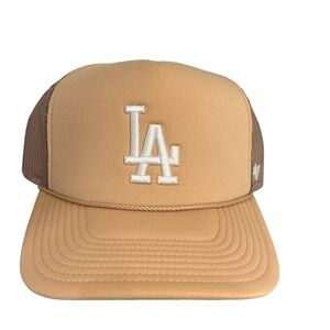 '47 Brand Los Angeles Dodgers Trucker Snapback Baseball Rope Sand Tan Hat OSFM